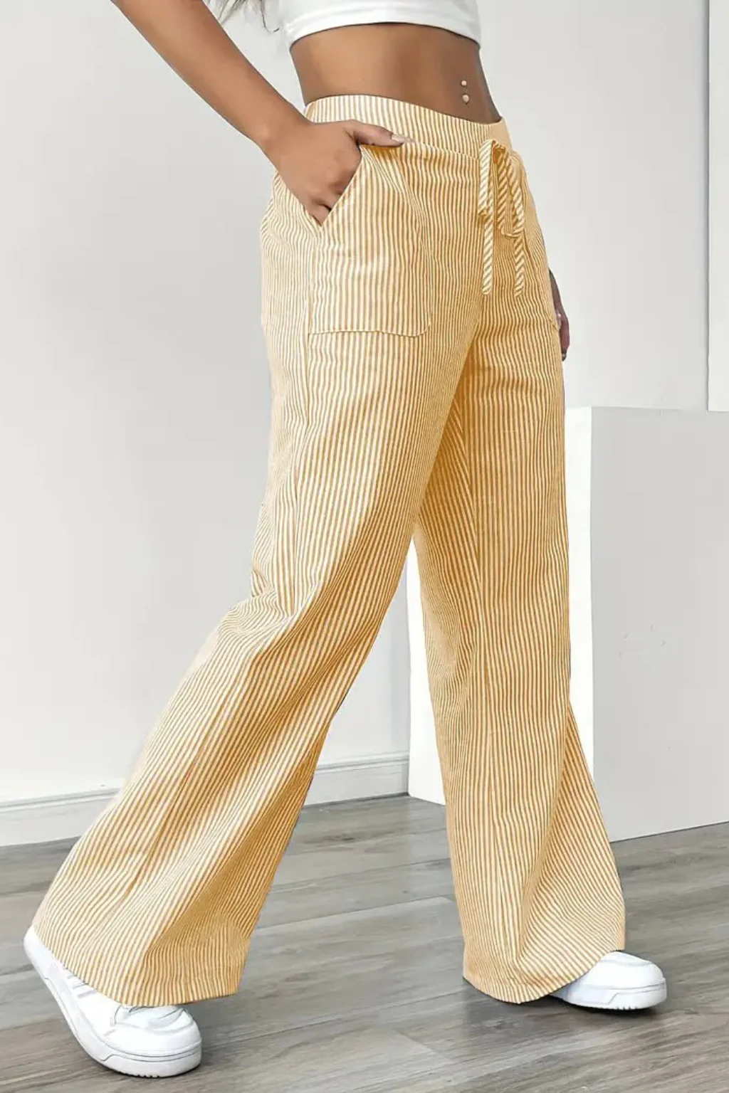 Lysandra | Women Striped Wide Leg Trousers with Drawstring Waist - Image 22