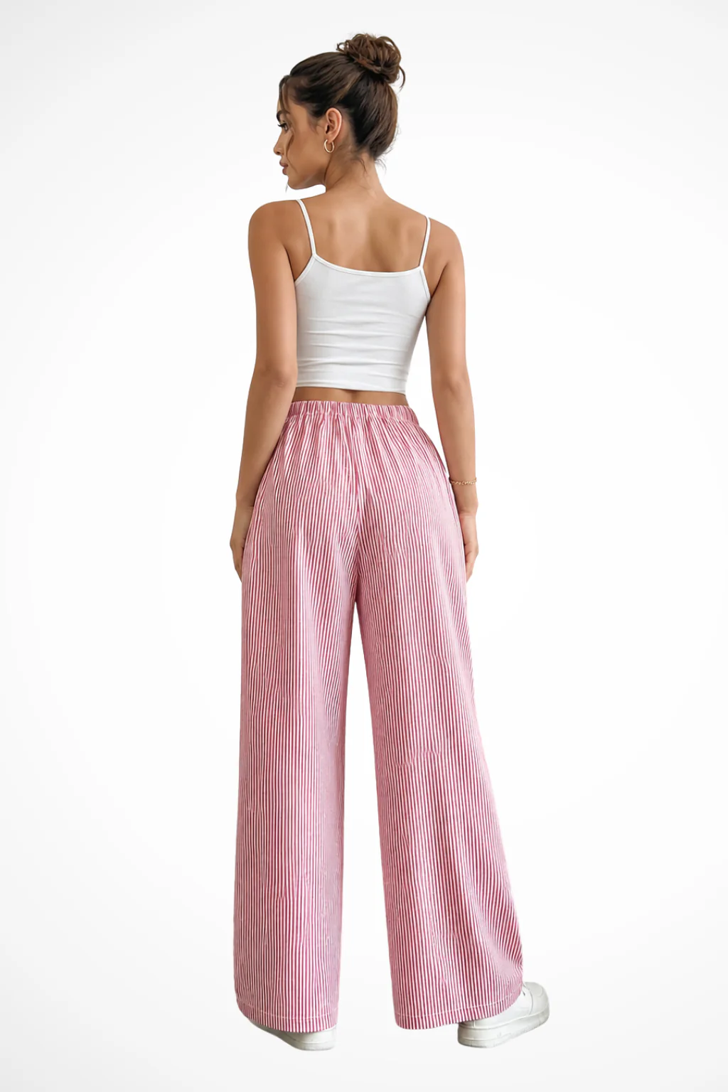 Lysandra | Women Striped Wide Leg Trousers with Drawstring Waist - Image 4