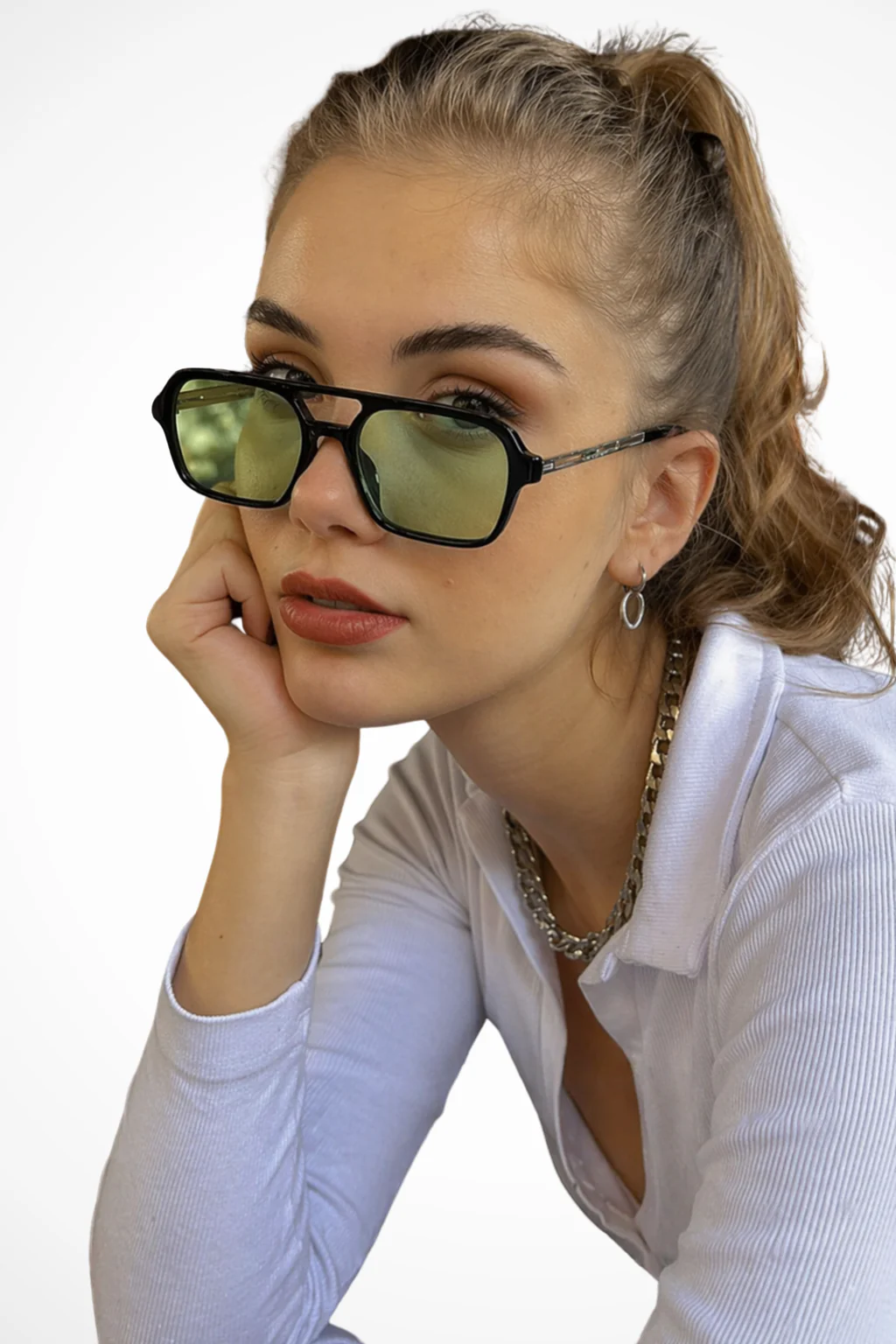 Margaux | Women Double Bridge Square Aviator Sunglasses