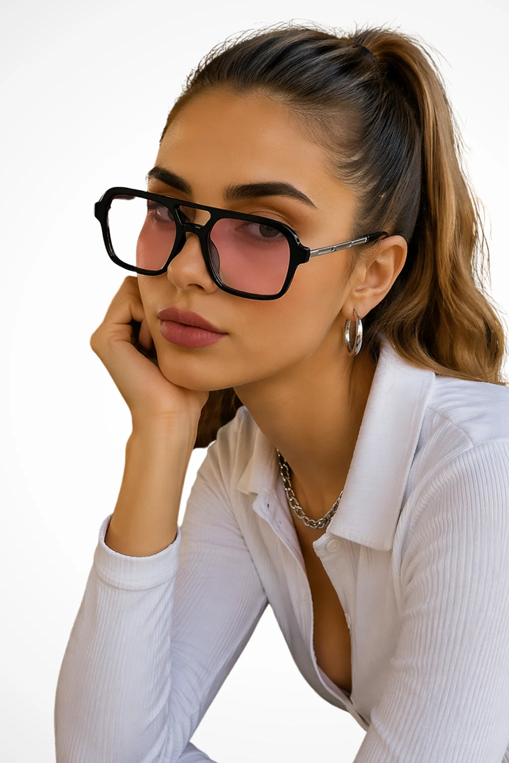 Margaux | Women Double Bridge Square Aviator Sunglasses - Image 10