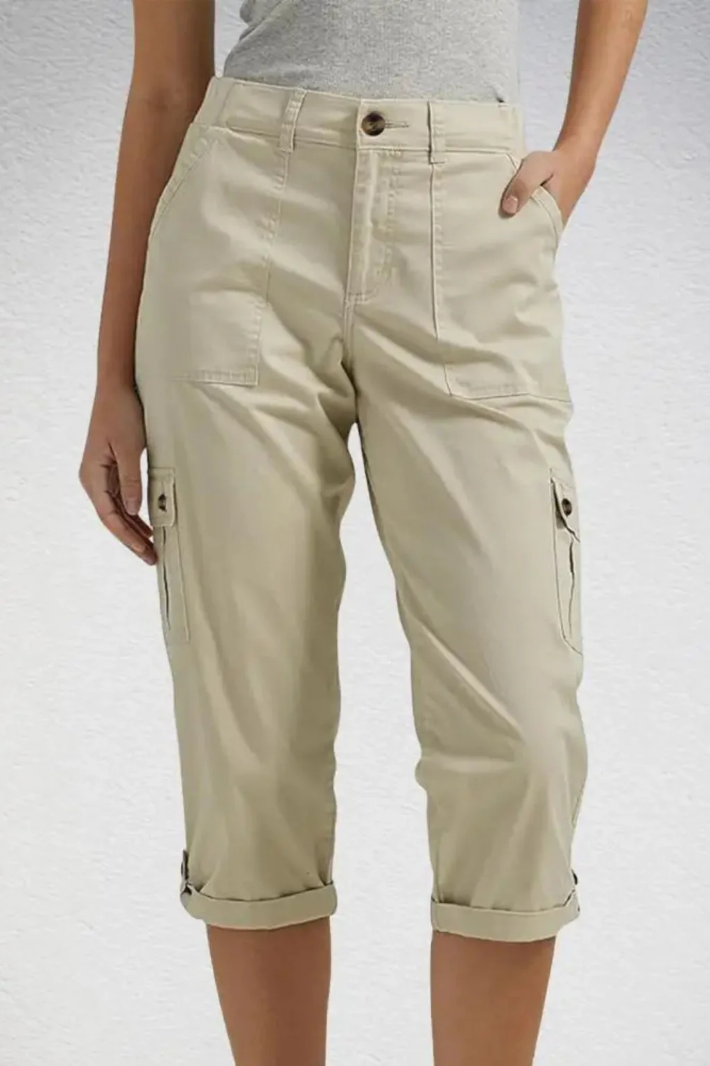Margot | Women Cargo Cropped Trousers with Roll Up Hem - Image 10