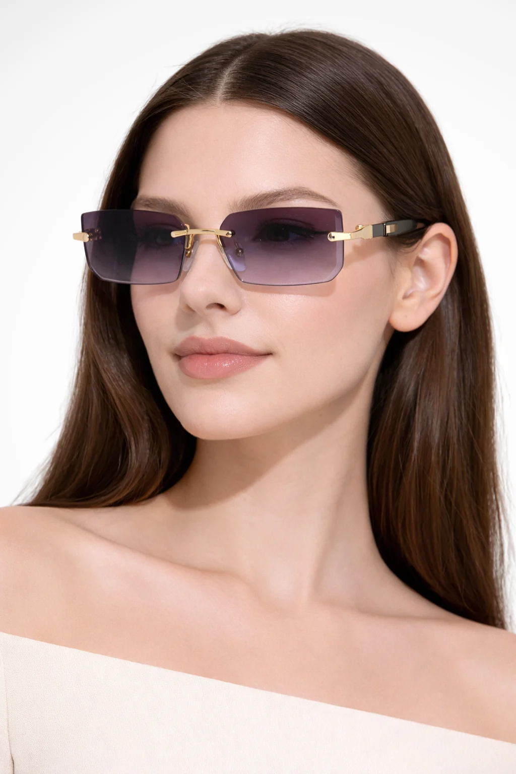 Maria | Women Rimless Rectangle Sunglasses - Image 3