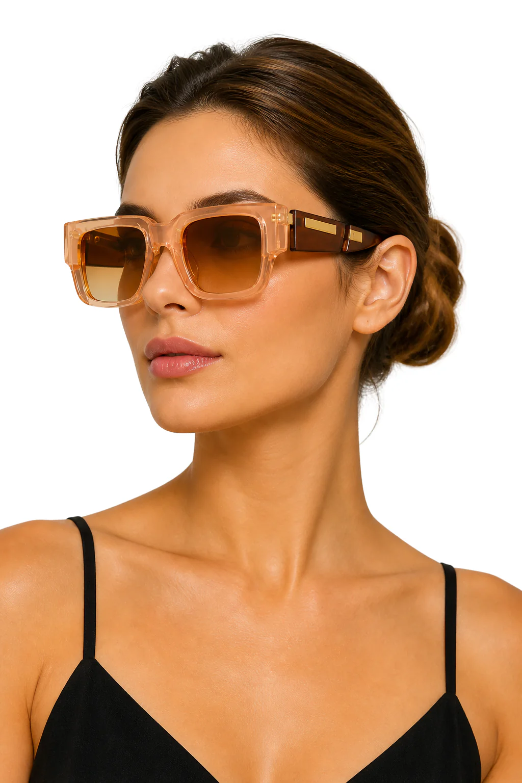 Marlowe | Women Oversized Square Frame Sunglasses with Tortoiseshell Detail - Image 3