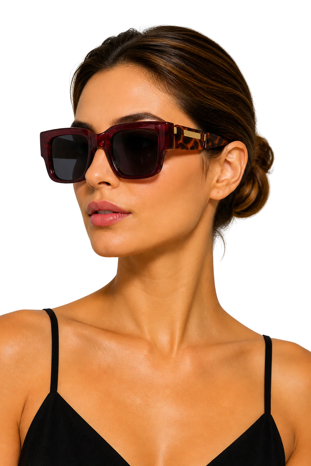 Marlowe | Women Oversized Square Frame Sunglasses with Tortoiseshell Detail - Image 7