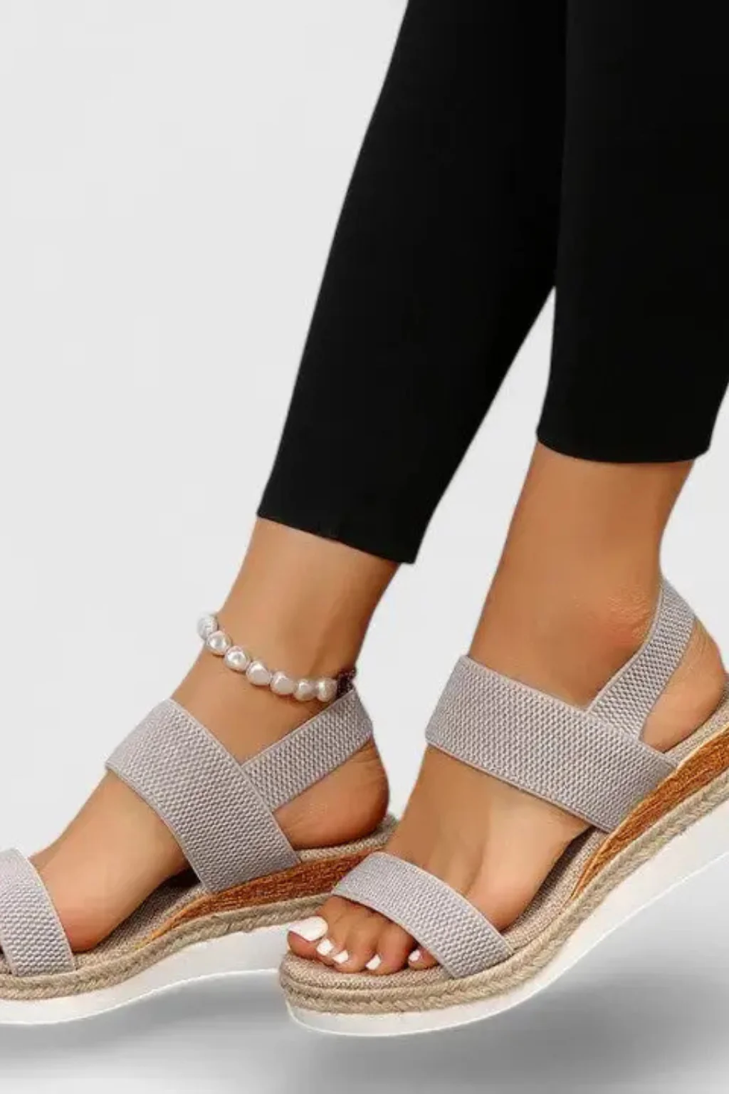 Matilda | Women Orthopedic Elastic Strap Espadrille Wedge Sandals - Image 14