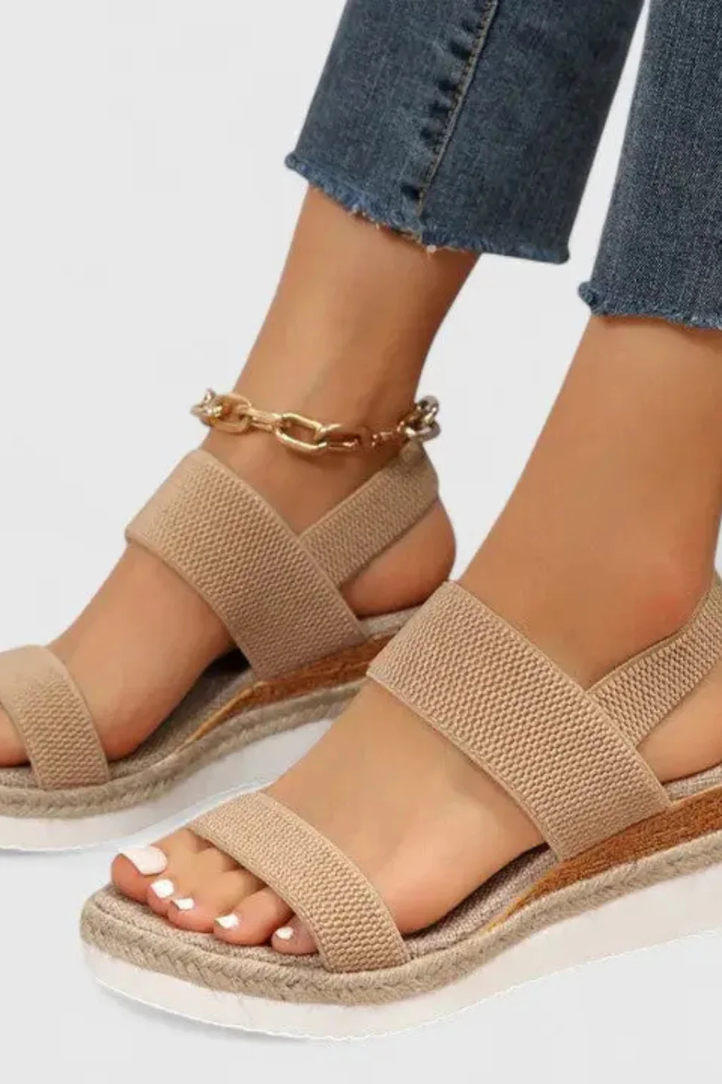 Matilda | Women Orthopedic Elastic Strap Espadrille Wedge Sandals - Image 3