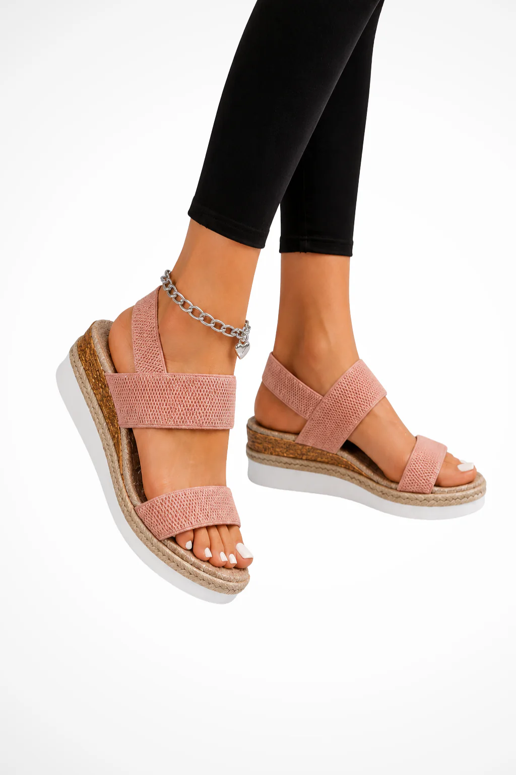 Matilda | Women Orthopedic Elastic Strap Espadrille Wedge Sandals - Image 4