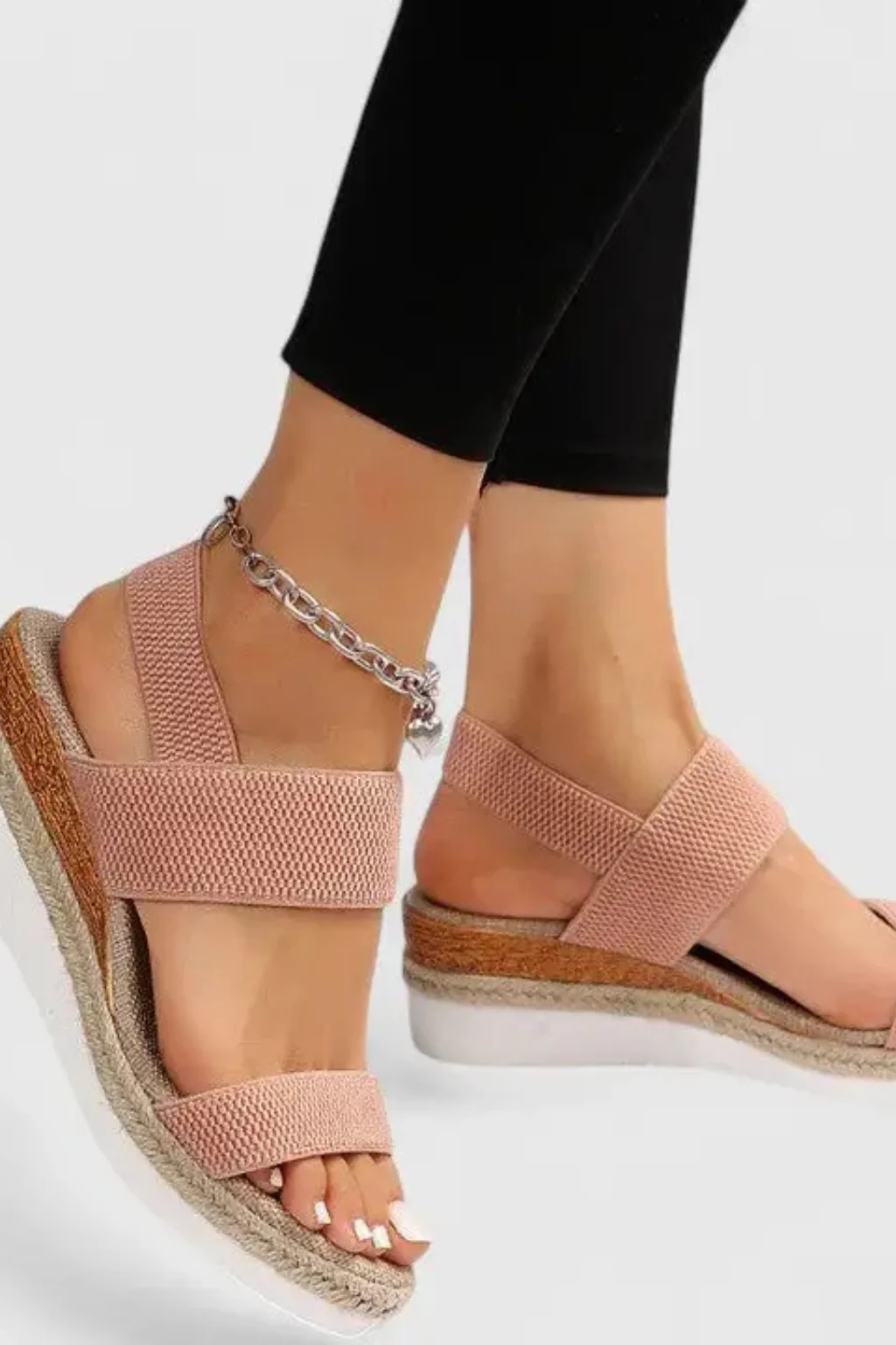 Matilda | Women Orthopedic Elastic Strap Espadrille Wedge Sandals - Image 5