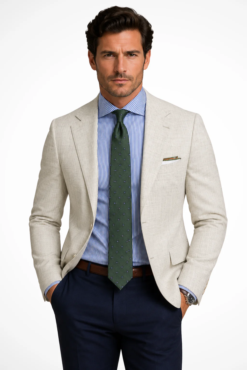 Maxwell | Men Peak Lapel Textured Linen Blazer - Image 2