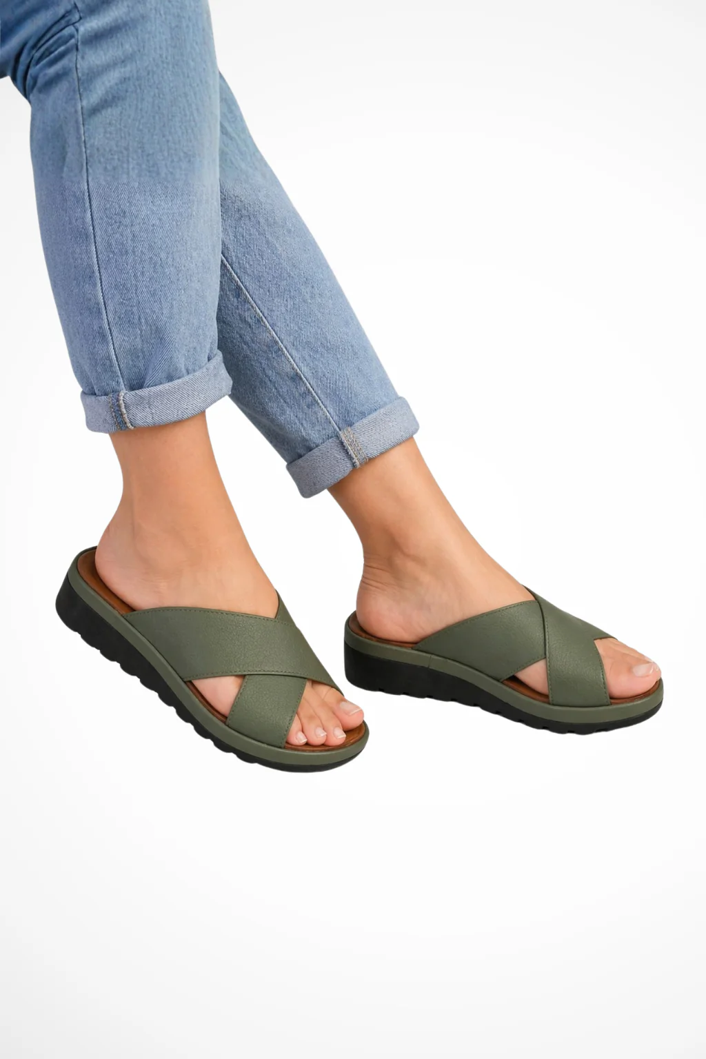 Meredith | Women Platform Crossover Slide Sandals - Image 3