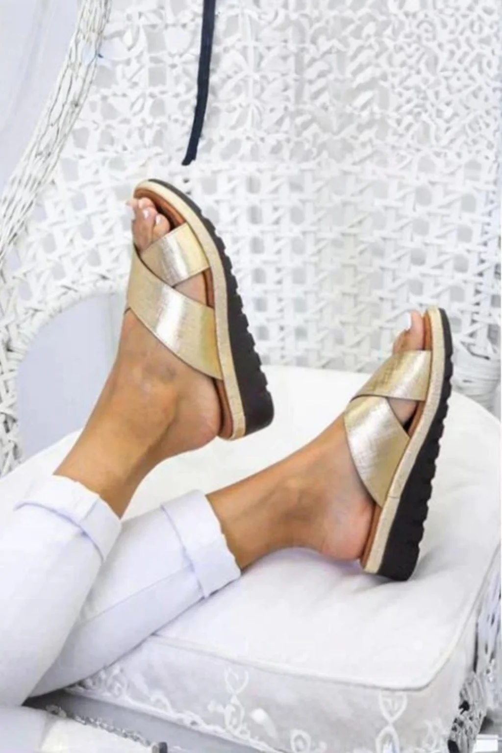 Meredith | Women Platform Crossover Slide Sandals - Image 7