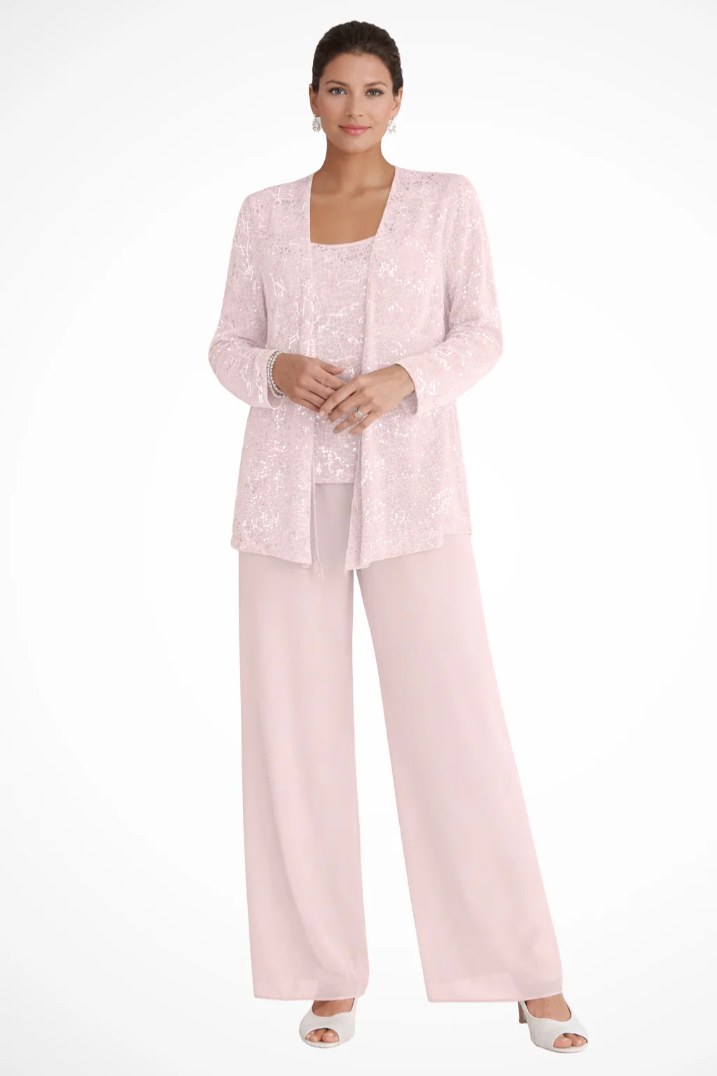 Miriam | Women Sequin Lace Jacket Three Piece Wide Leg Wedding Guest Trouser Suit - Image 13
