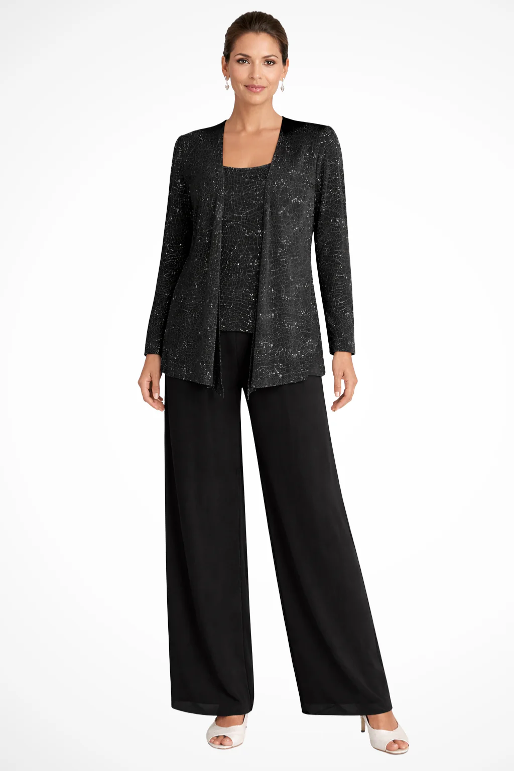 Miriam | Women Sequin Lace Jacket Three Piece Wide Leg Wedding Guest Trouser Suit - Image 5
