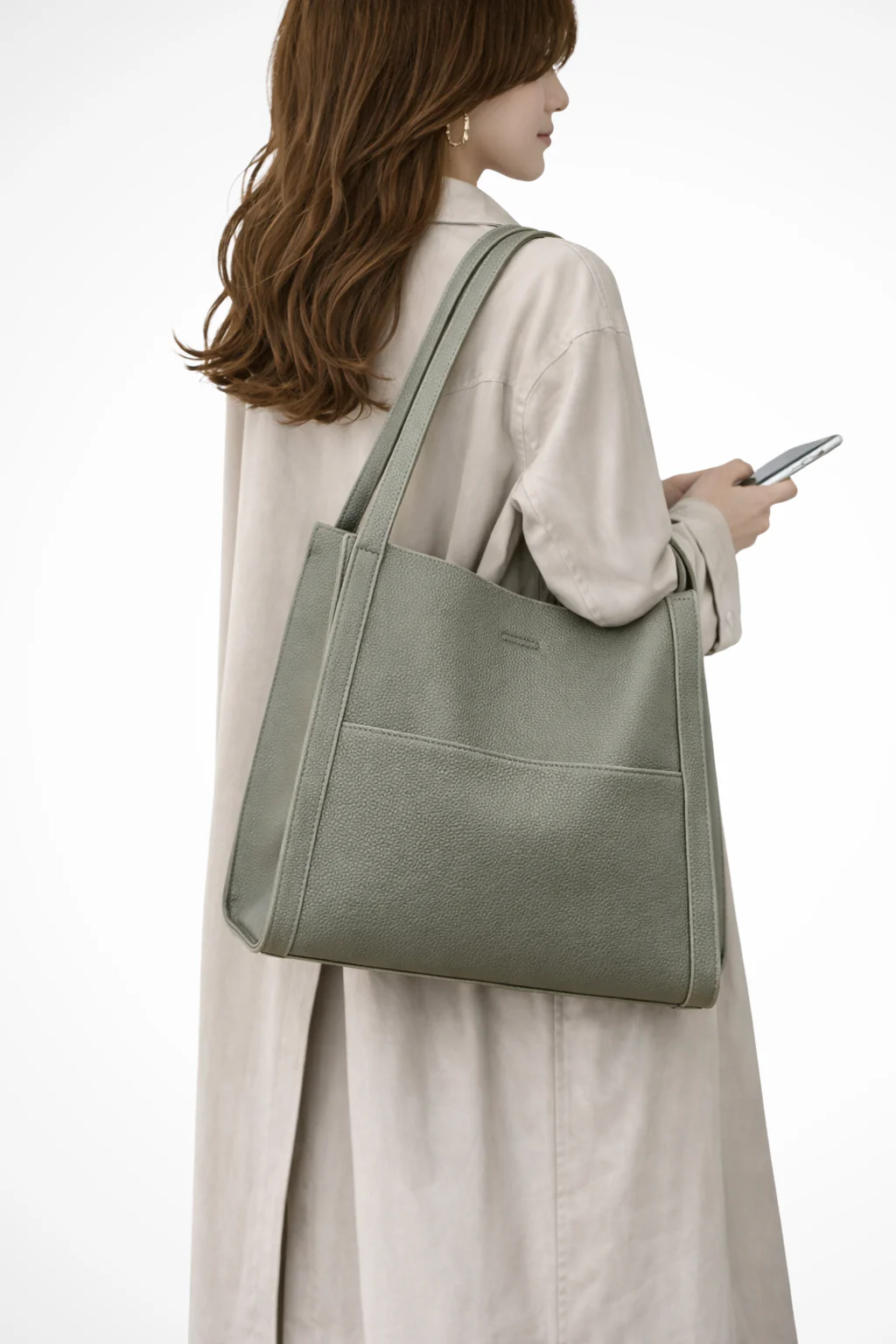 Neva | Women Structured Front Pocket Textured Tote Shoulder Bag - Image 4