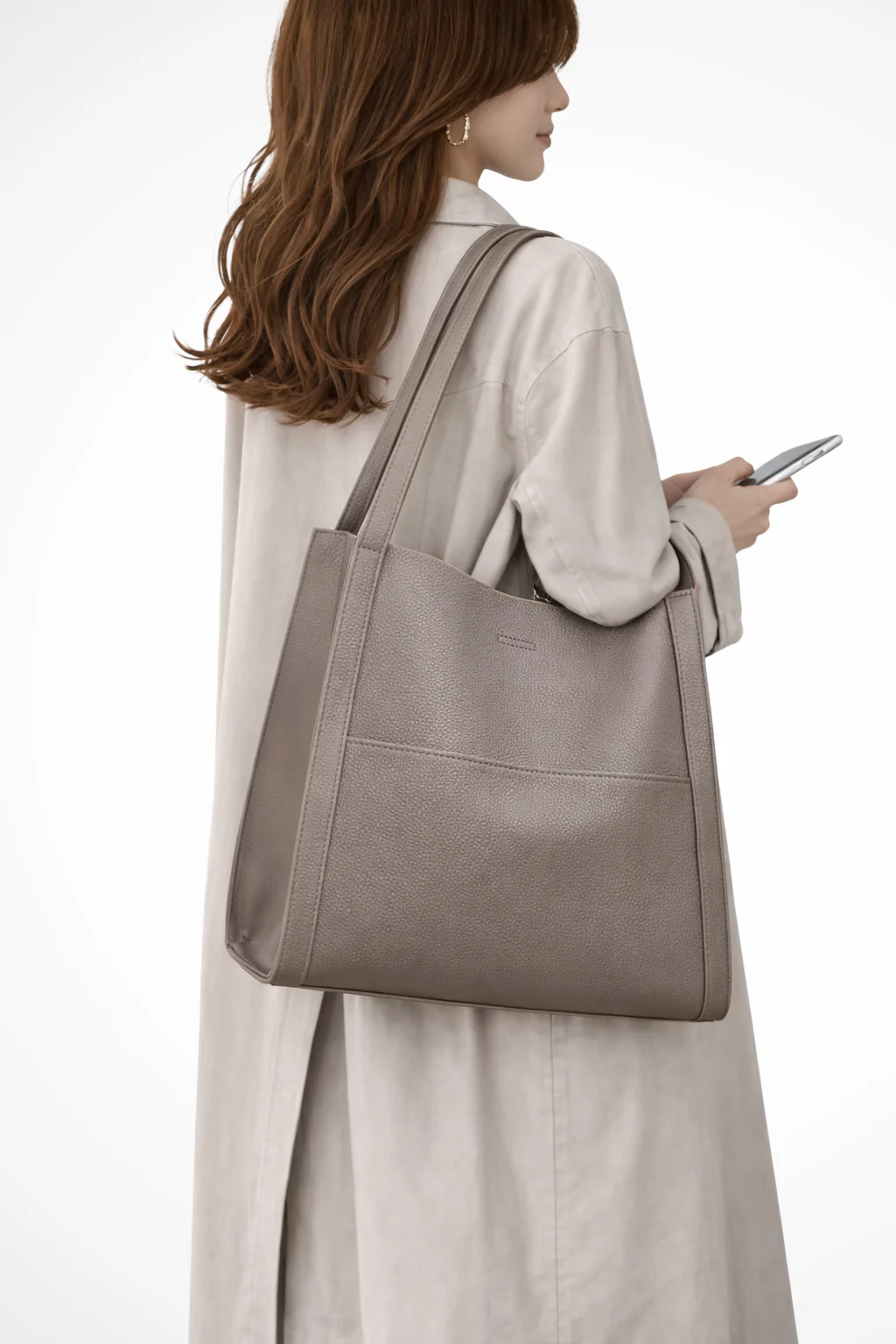 Neva | Women Structured Front Pocket Textured Tote Shoulder Bag - Image 8