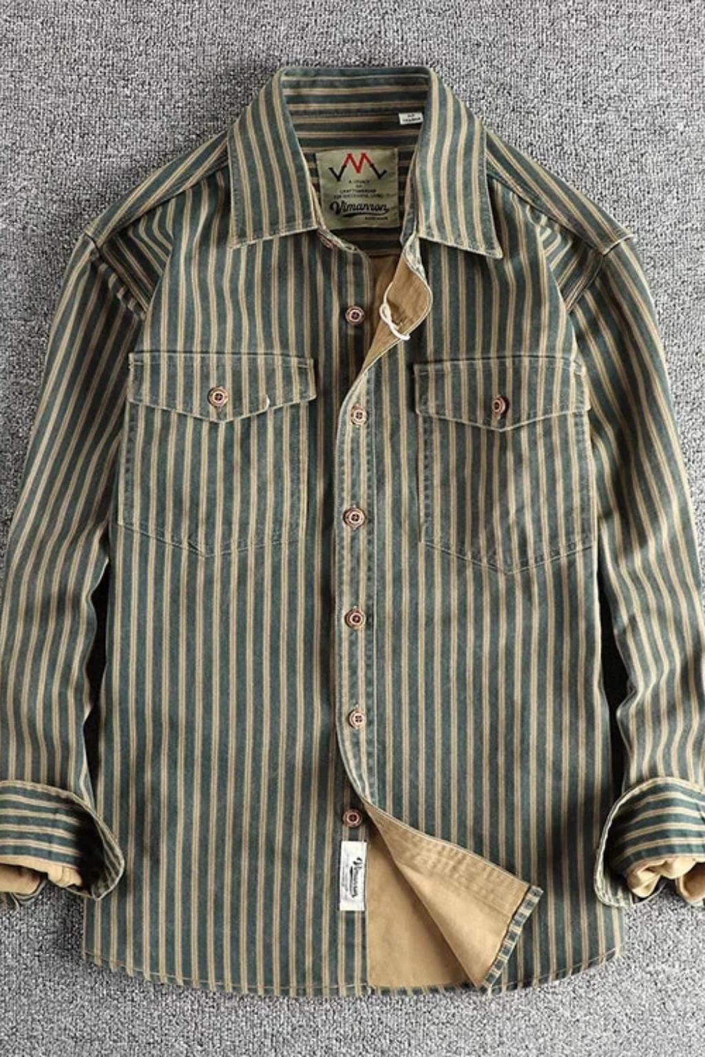 Noah | Men Washed Striped Shirt Loose Fit Long Sleeve Blouse - Image 7
