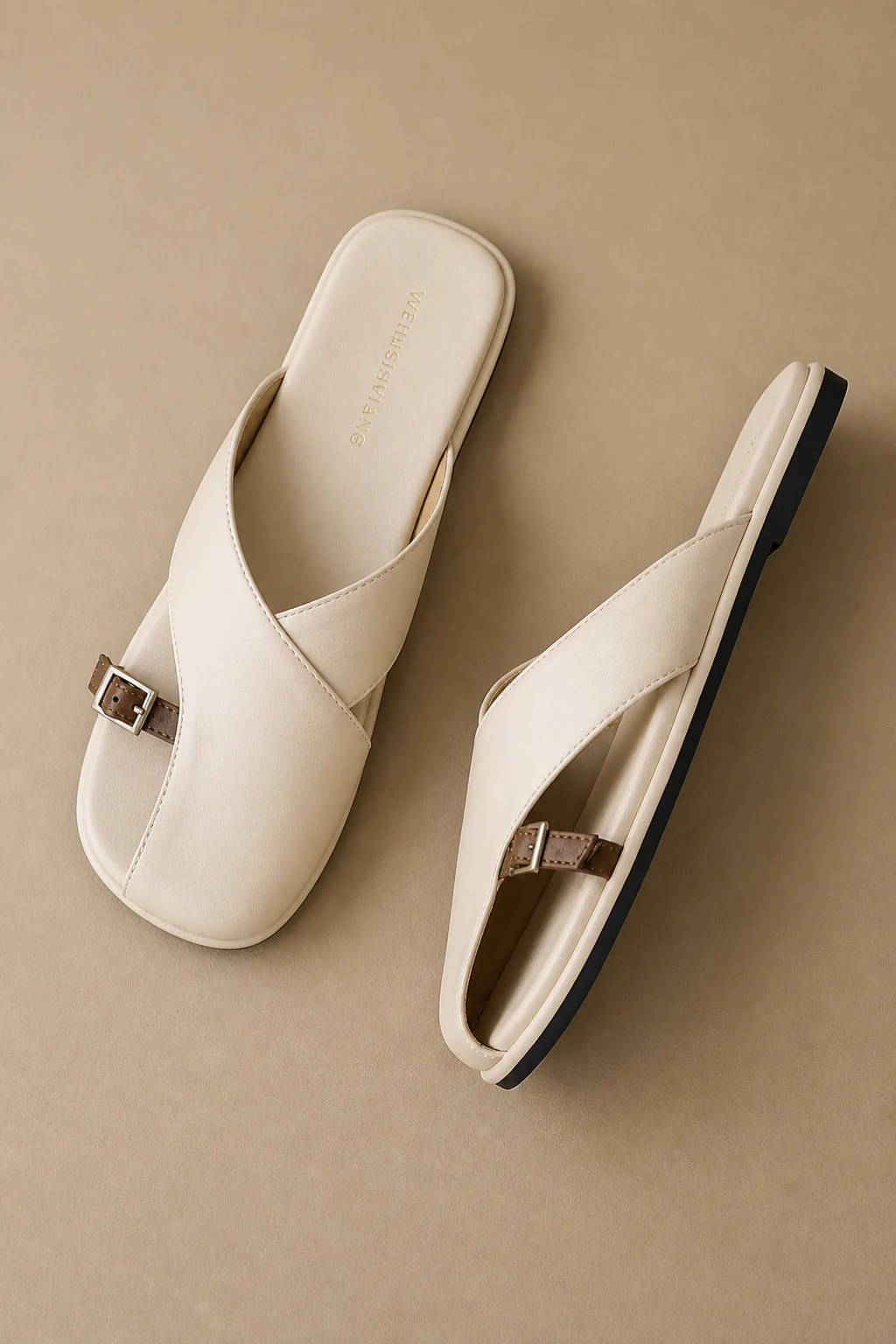 Ottoline | Women Leather Cross Strap Fisherman Sandals with Square Toe - Image 4
