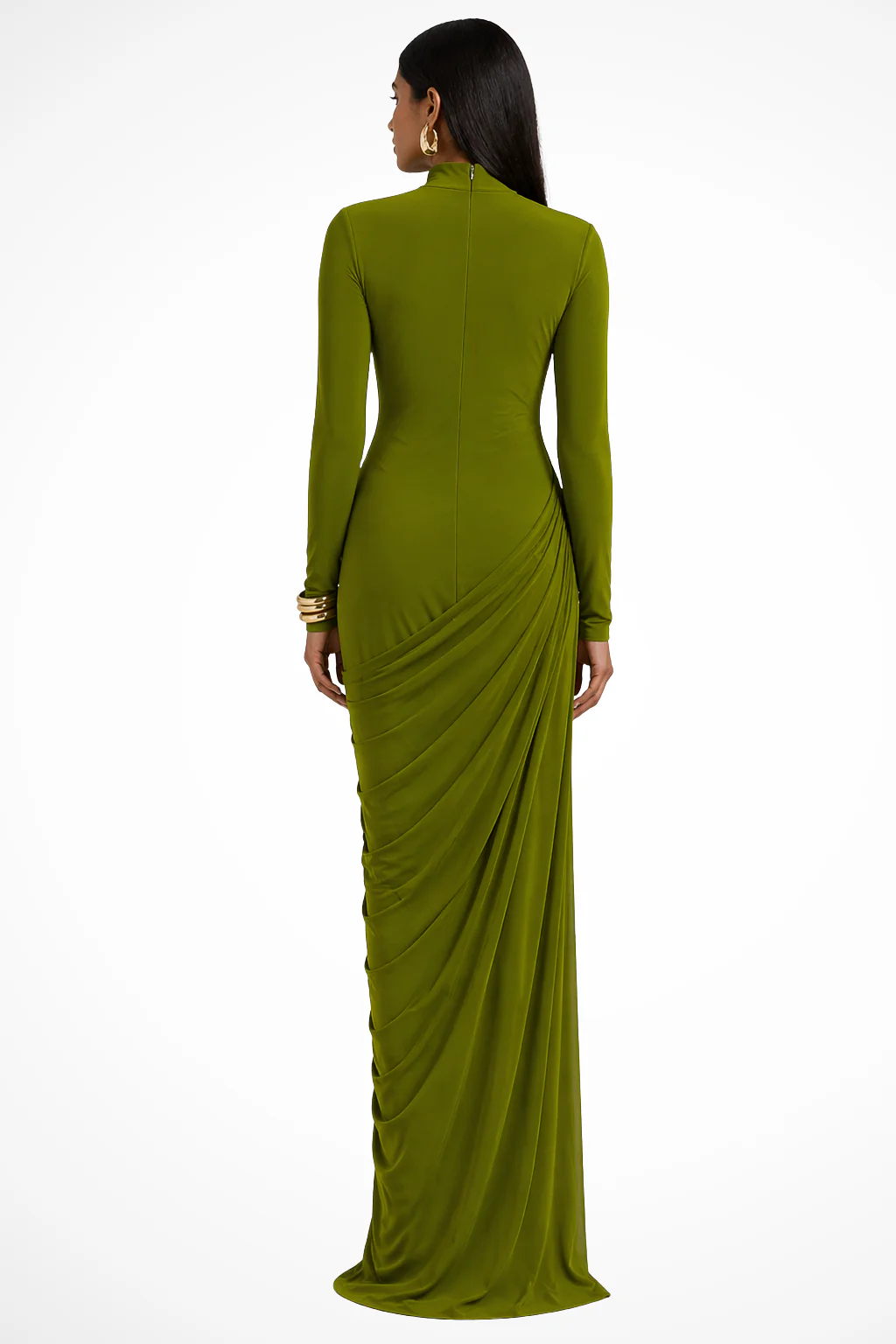 Ottoline | Women Long Sleeve High Neck Draped Wedding Guest Maxi Dress - Image 5