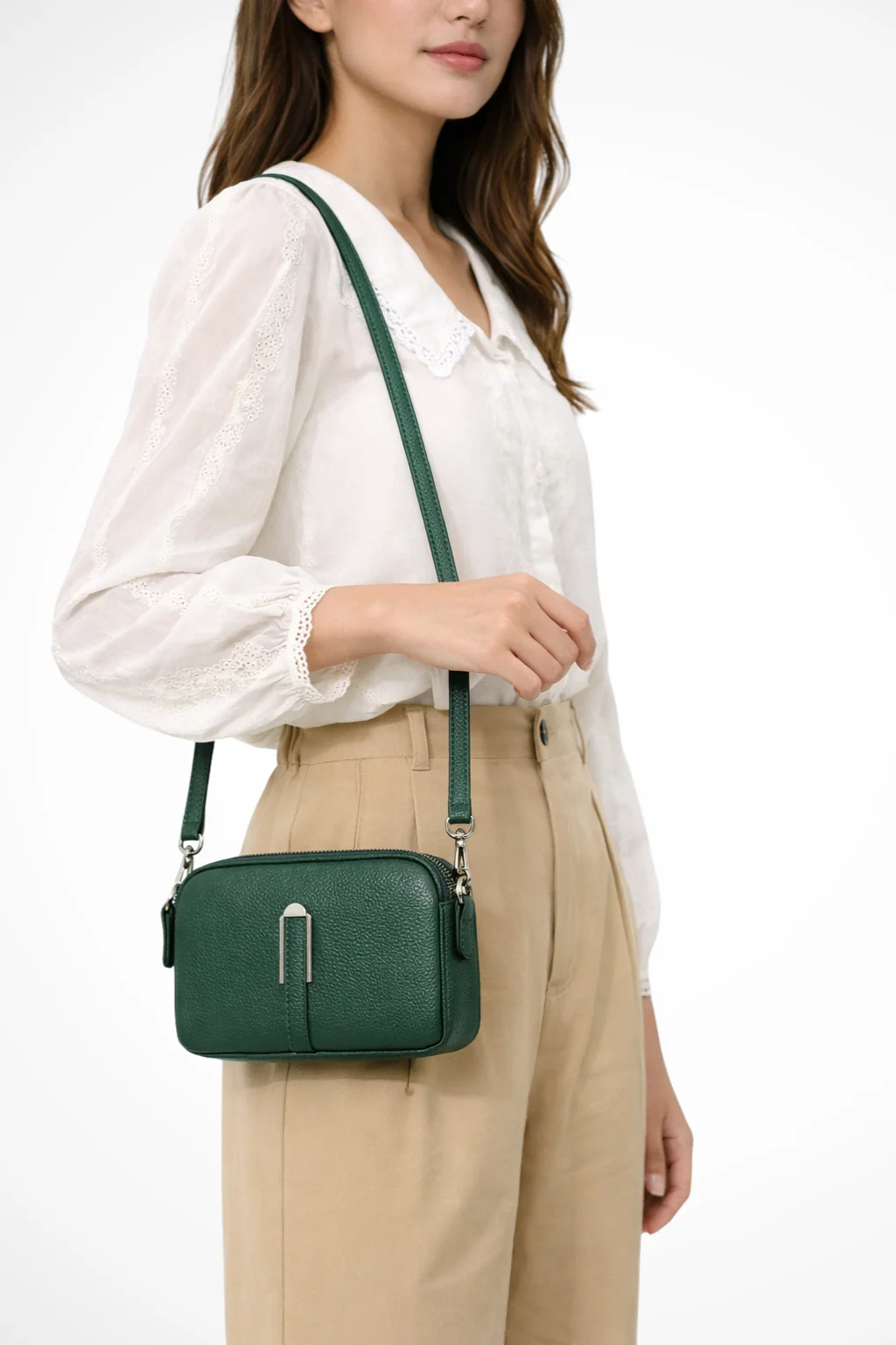 Pella | Women Compact Double Zip Crossbody Shoulder Bag - Image 3