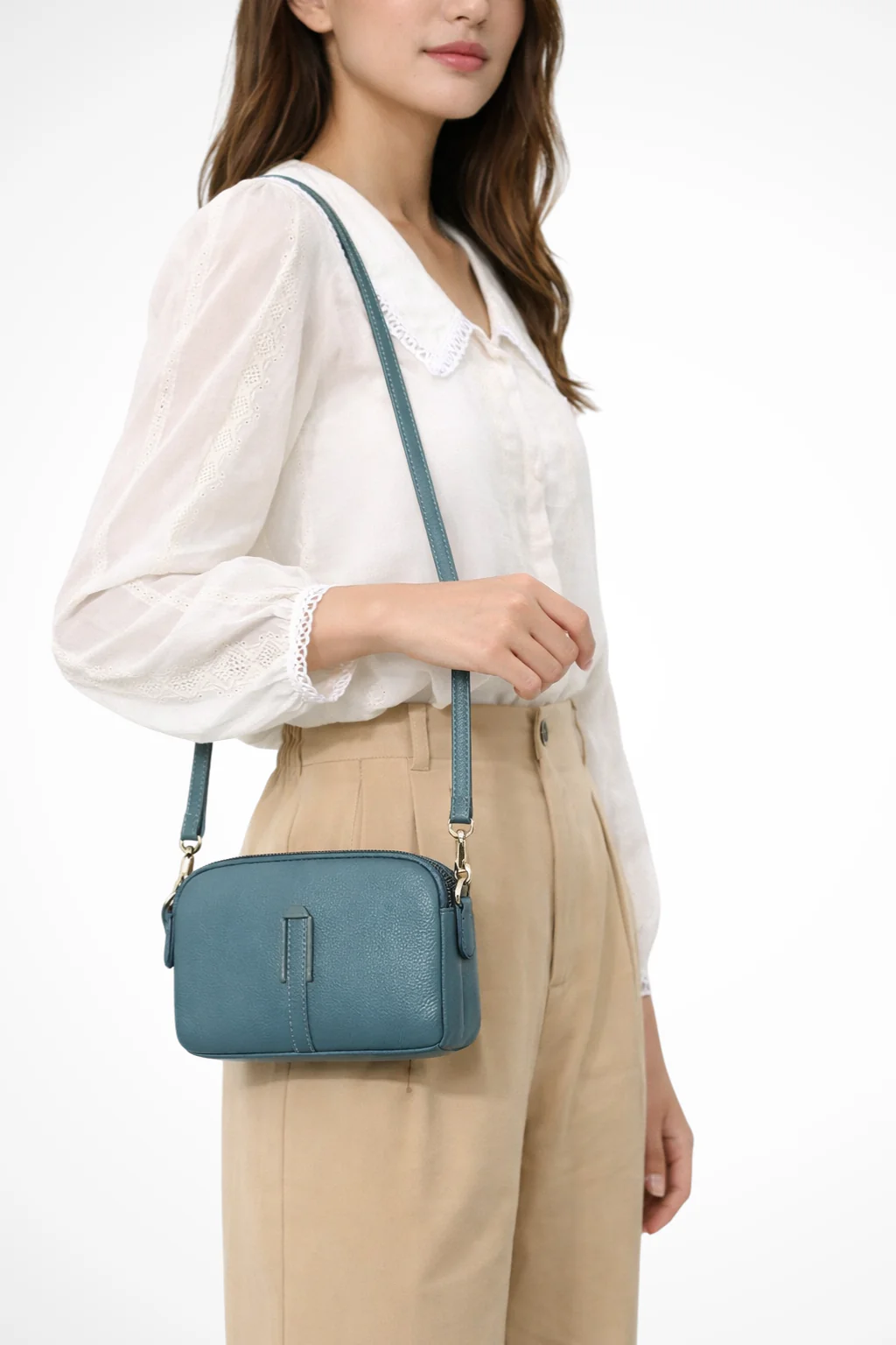 Pella | Women Compact Double Zip Crossbody Shoulder Bag - Image 5