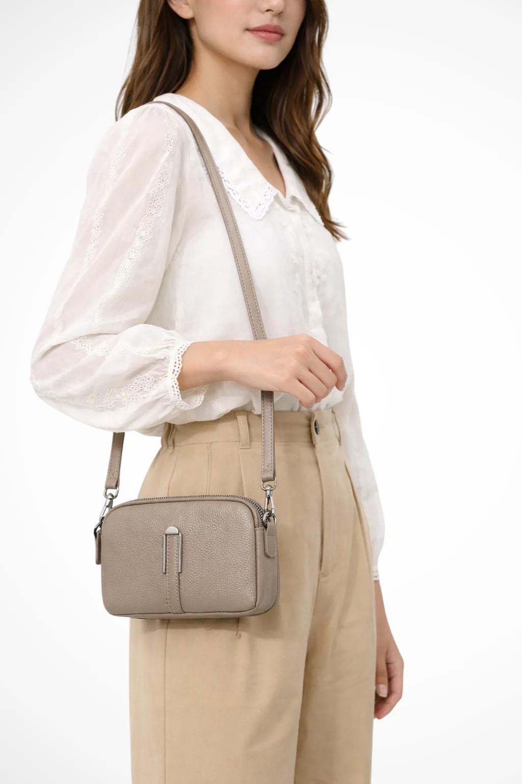 Pella | Women Compact Double Zip Crossbody Shoulder Bag - Image 7