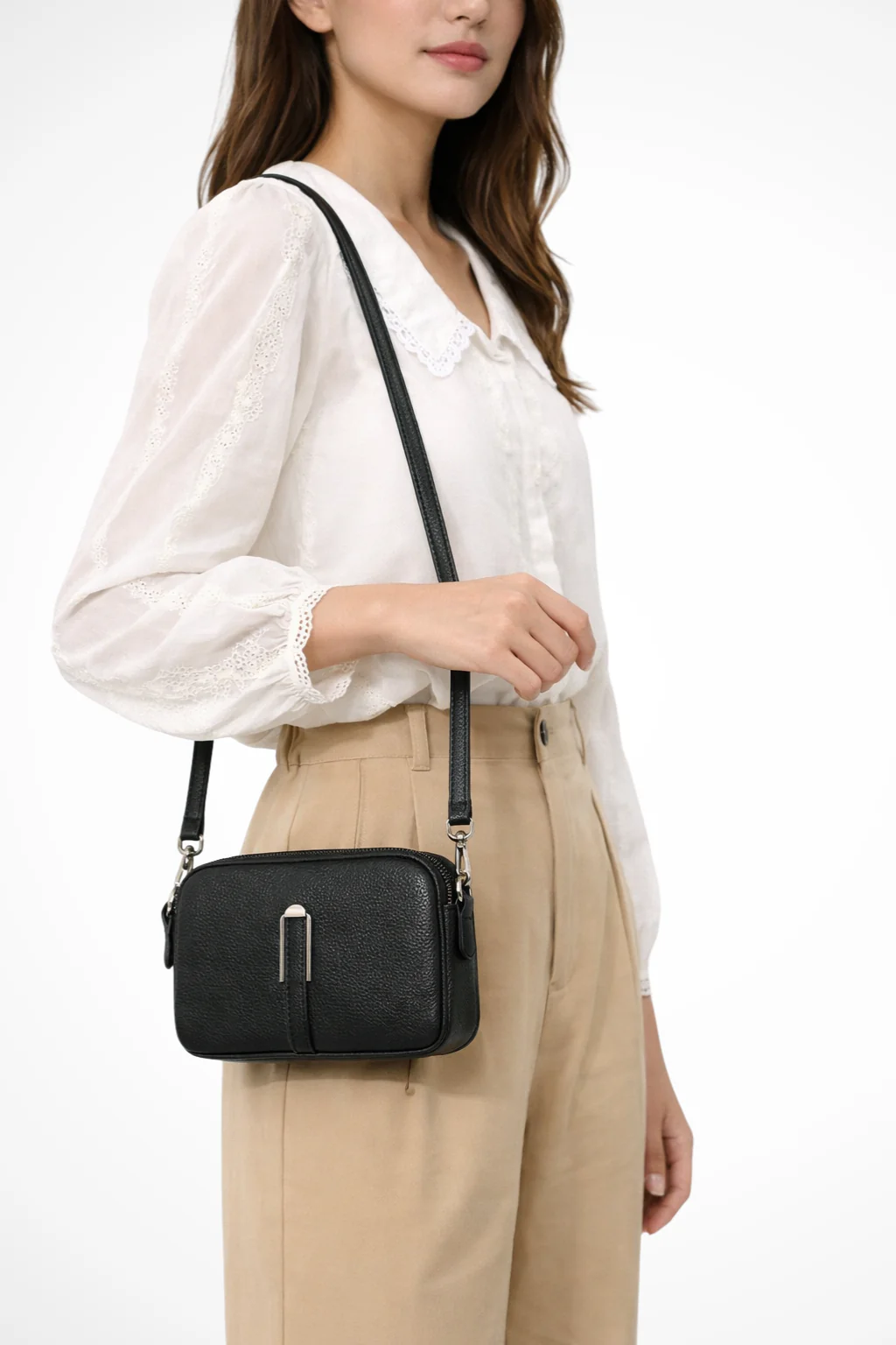 Pella | Women Compact Double Zip Crossbody Shoulder Bag - Image 9