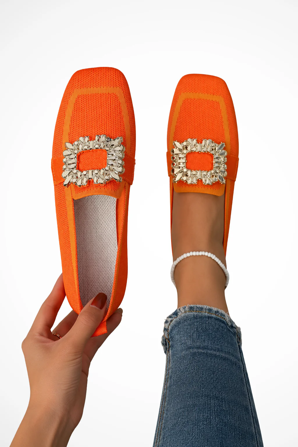Penelope | Women Embellished Square Toe Orthopedic Loafers