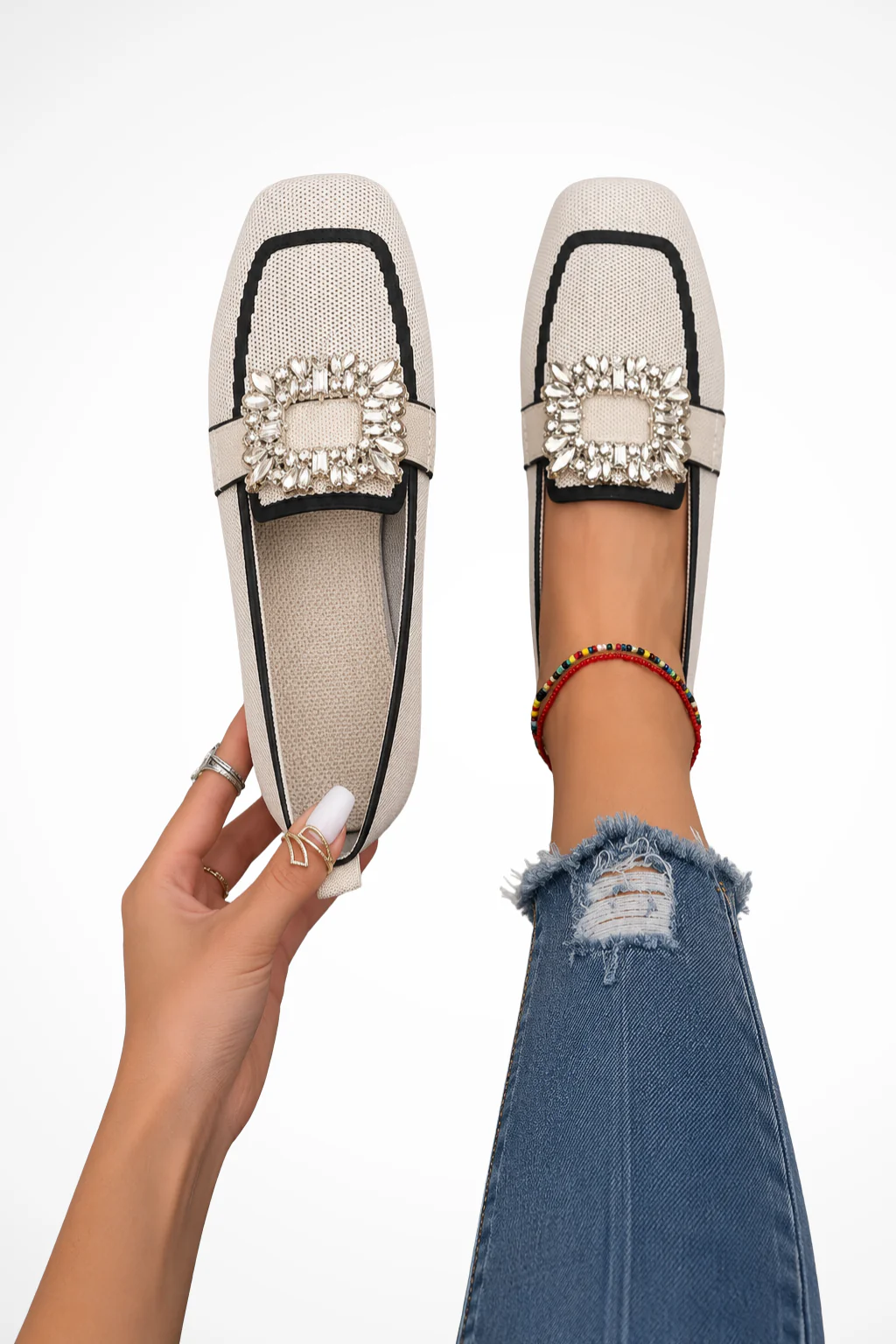 Penelope | Women Embellished Square Toe Orthopedic Loafers - Image 5