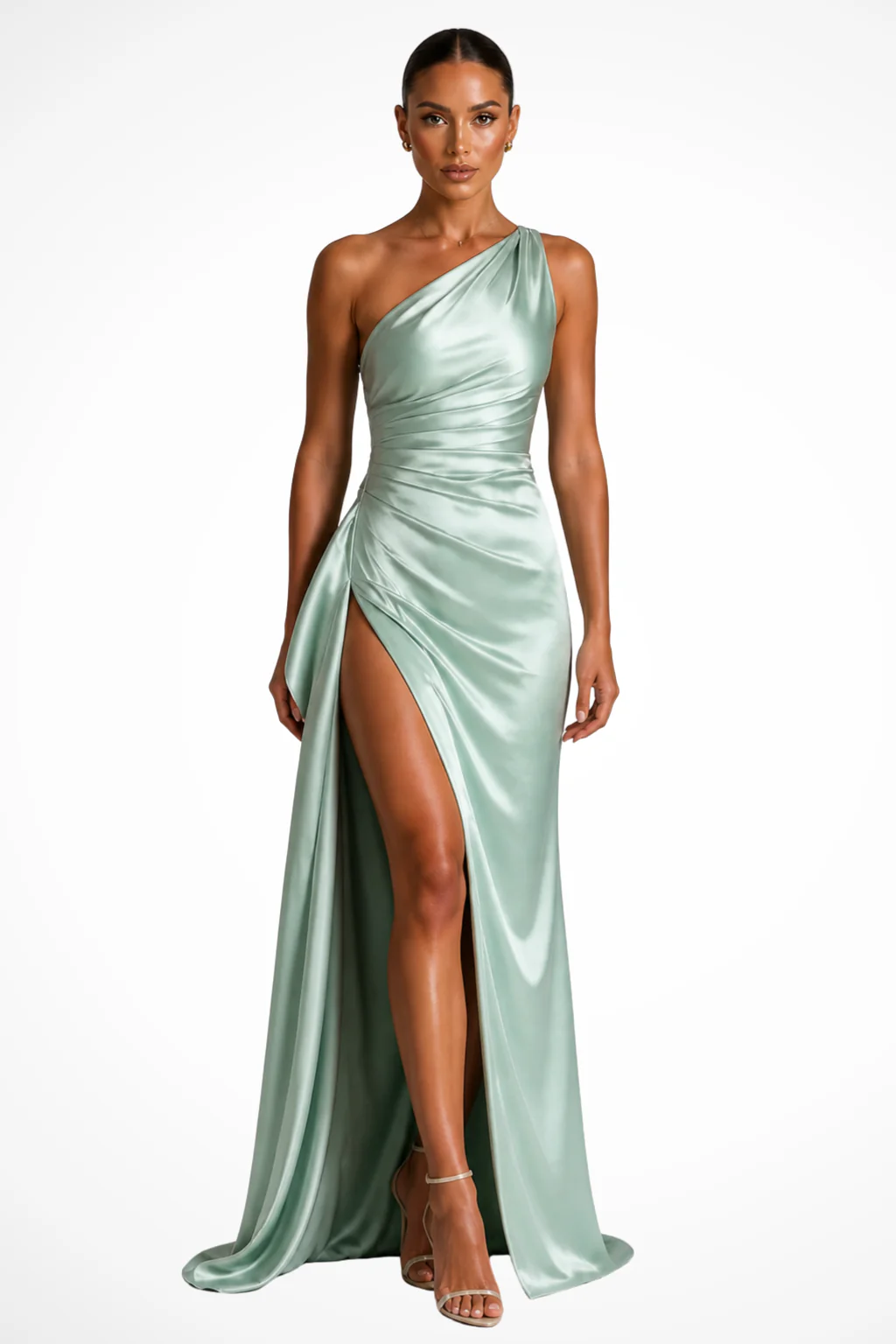 Penelope | Women One Shoulder Side Slit Wedding Guest Maxi Dress - Image 9