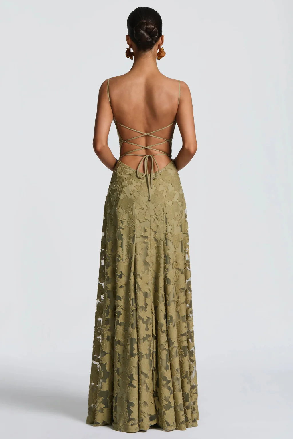 Persephone | Women Floral Brocade Cami Strap Wedding Guest Maxi Dress - Image 4
