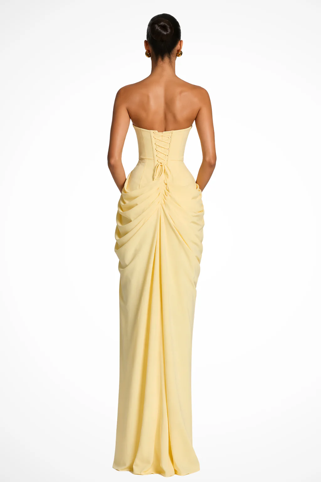 Polly | Women Strapless Draped Wedding Guest Maxi Dress with Side Slit - Image 5
