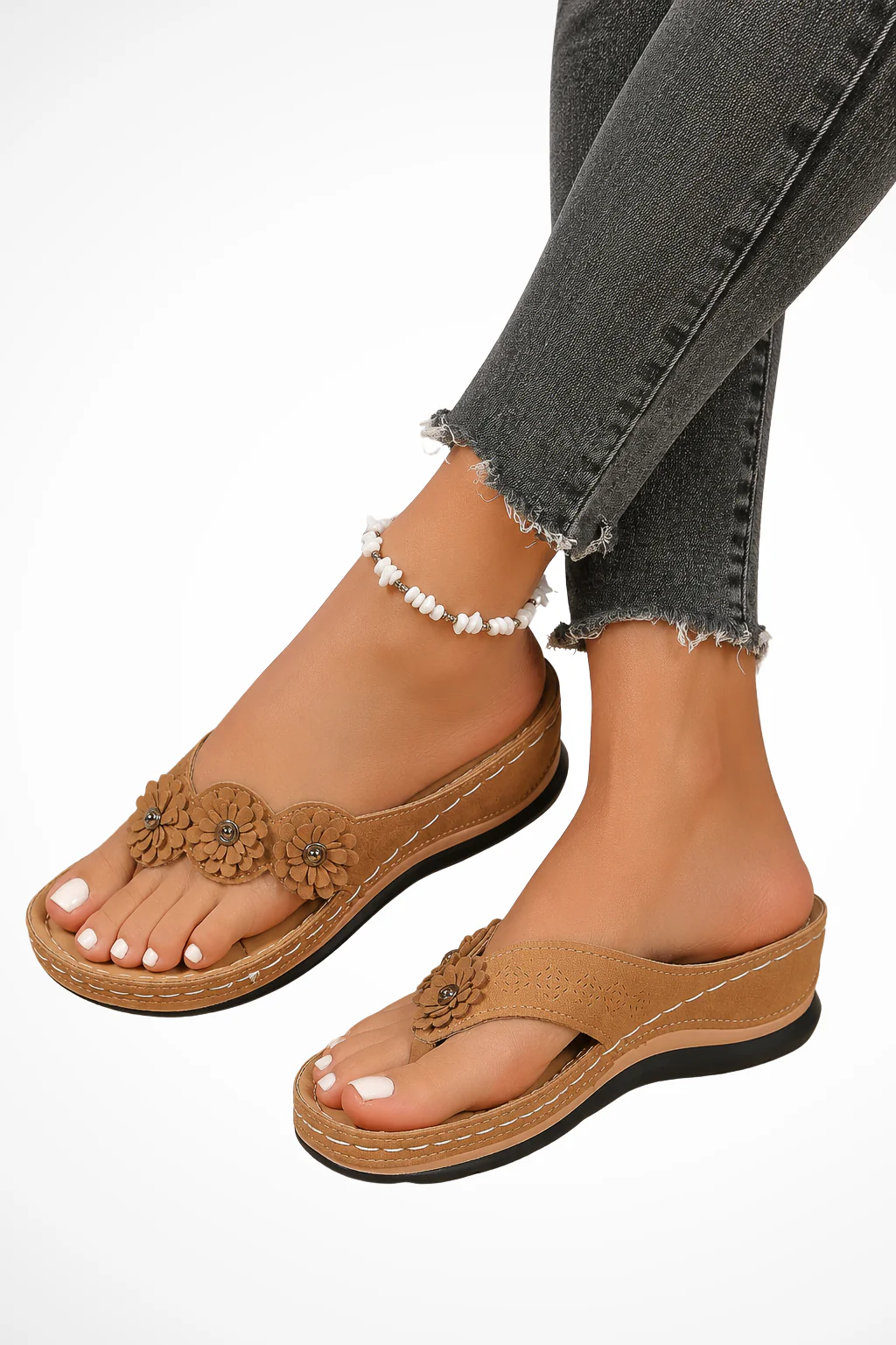 Posy | Women Orthopedic Floral Detail Toe Post Sandals - Image 6
