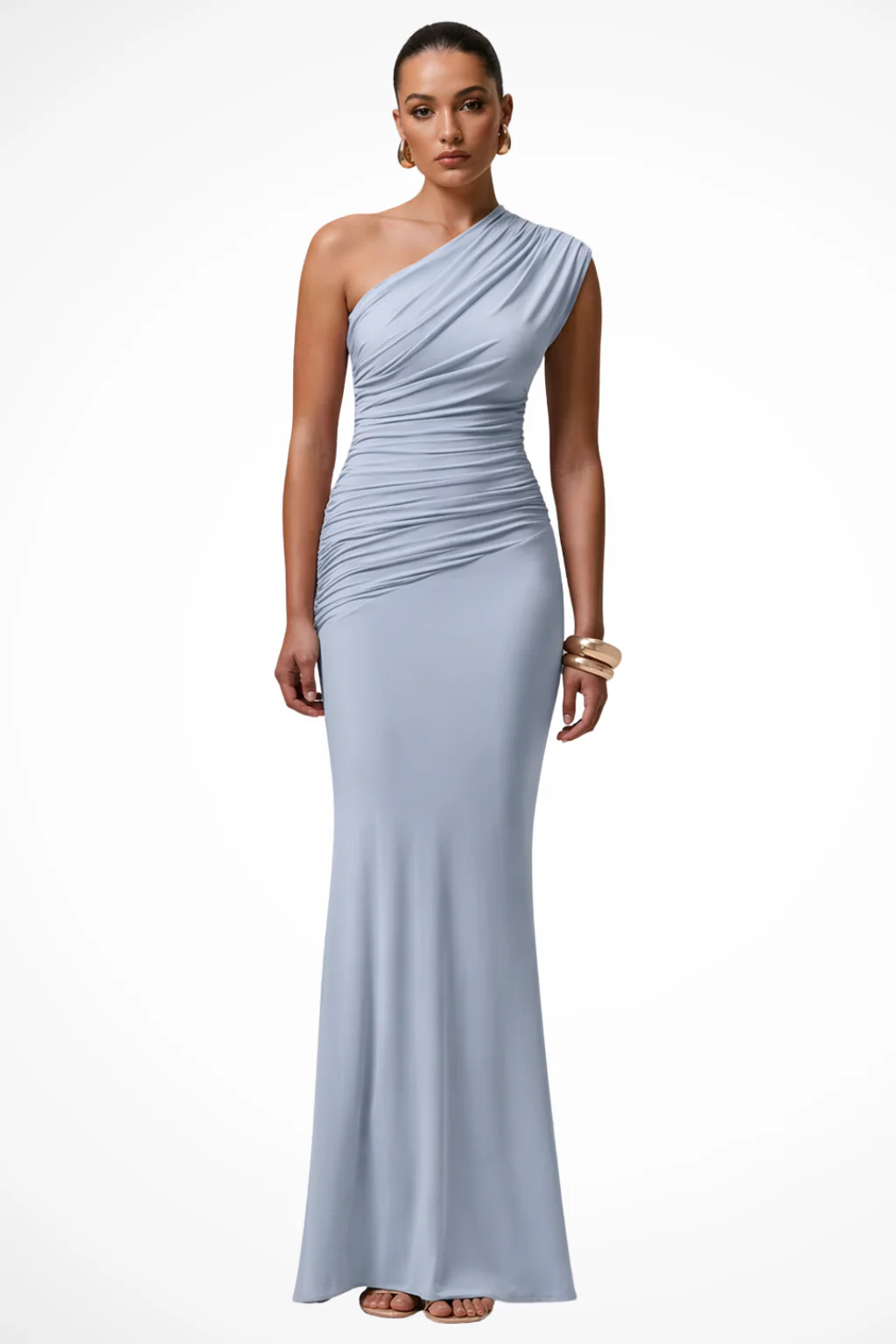 Primrose | Women One Shoulder Ruched Fitted Graduation Maxi Dress