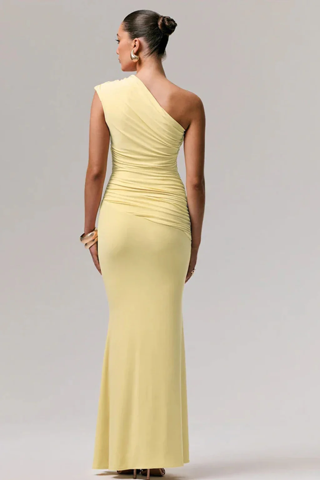 Primrose | Women One Shoulder Ruched Fitted Graduation Maxi Dress - Image 4