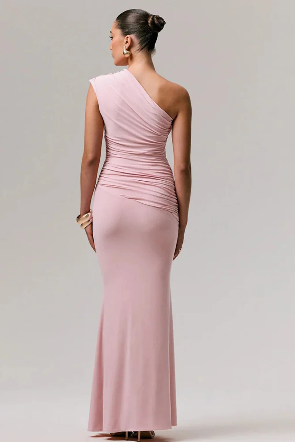 Primrose | Women One Shoulder Ruched Fitted Graduation Maxi Dress - Image 7