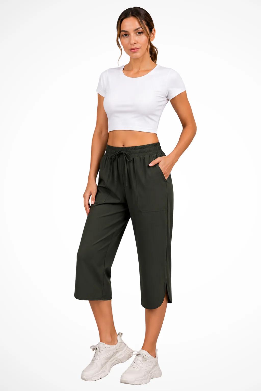 Romilly | Women Wide Leg Cropped Trousers with Elasticated Waist - Image 6