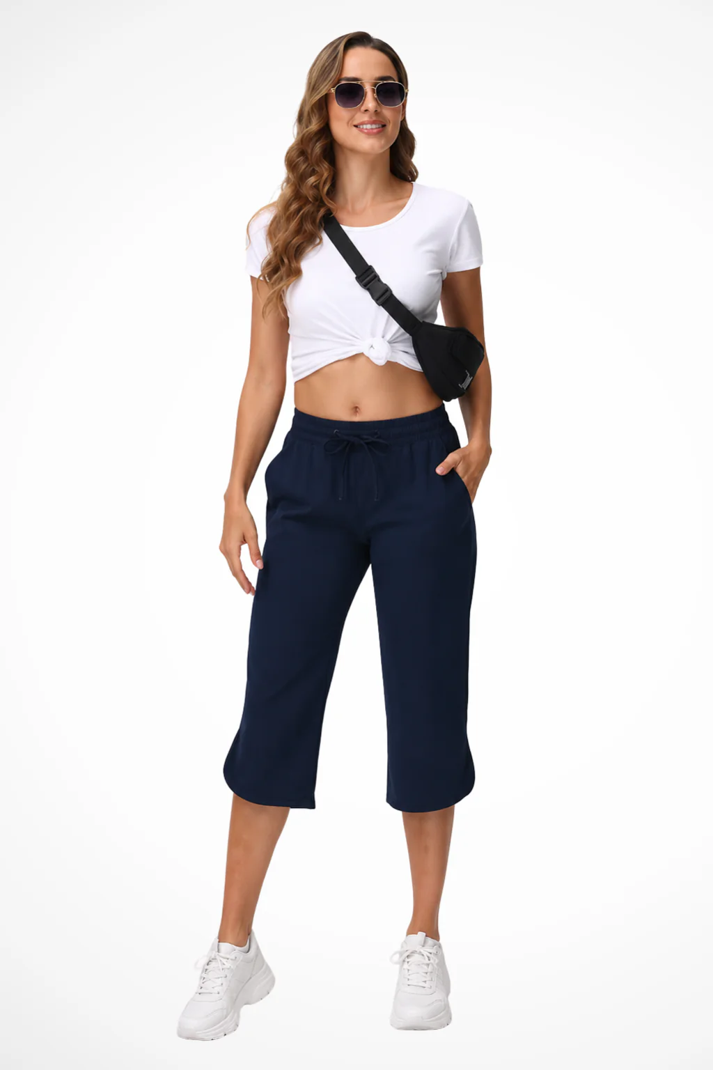 Romilly | Women Wide Leg Cropped Trousers with Elasticated Waist - Image 7