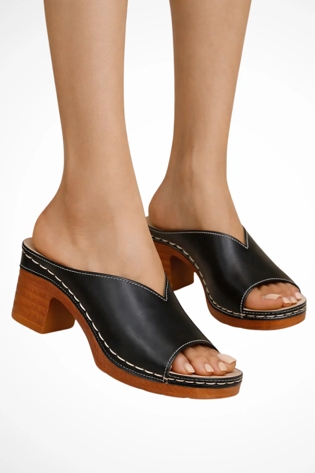 Rosalind | Women Open Toe Slip On Block Heel Mules - Image 8