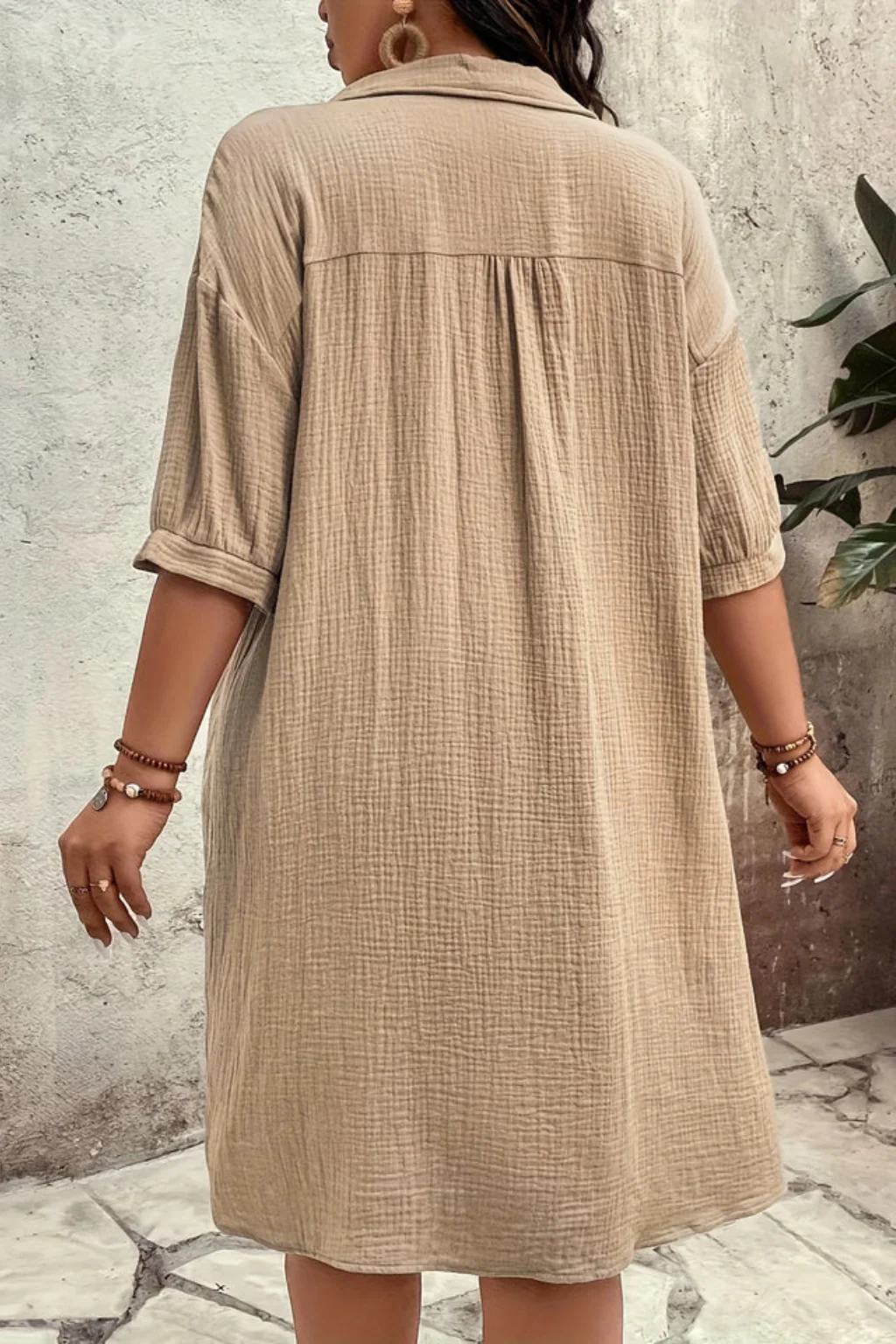 Rosalind | Women’s Short Sleeve Button Up Shirt Midi Dress - Image 8
