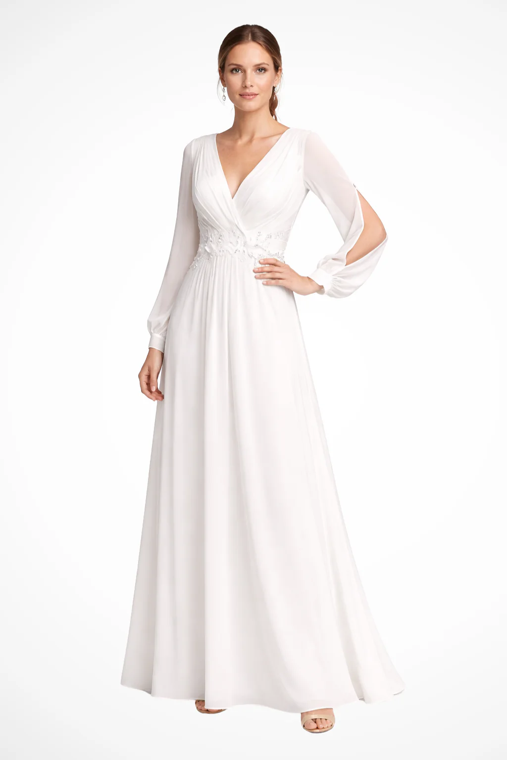 Rosalind | Women V Neck Flutter Sleeve A Line Chiffon Maxi Wedding Guest Dress - Image 7