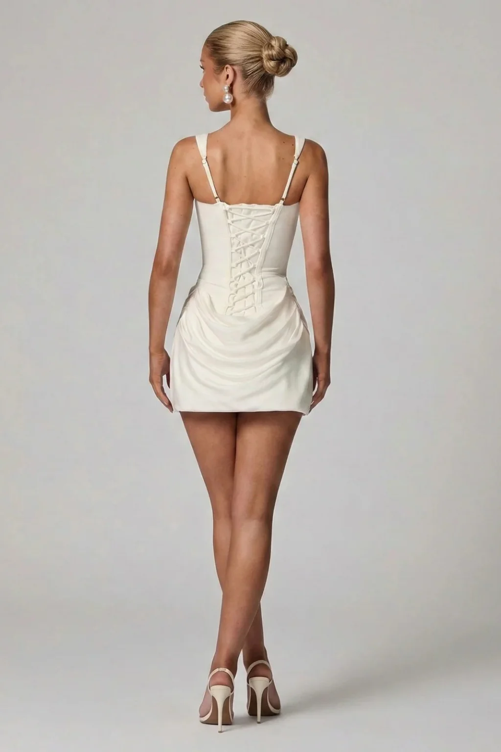 Rowena | Women Corset Draped Square Neck Graduation Mini Dress - Image 3