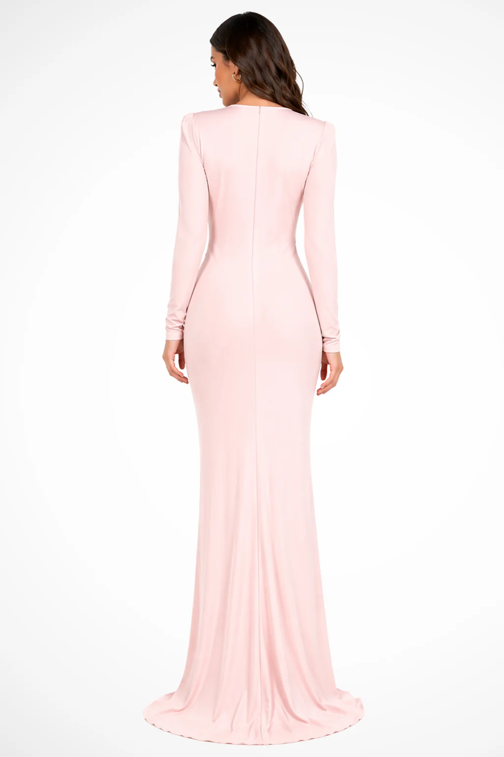 Rowena | Women Deep V Neck Long Sleeve Wedding Guest Maxi Dress with Side Slit - Image 12