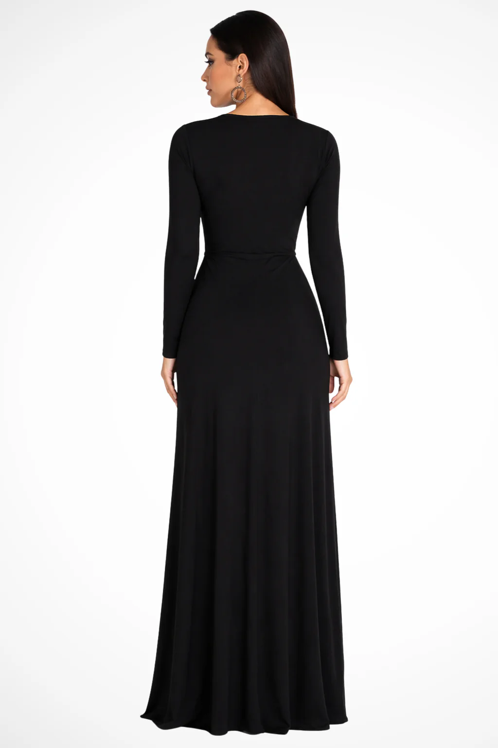 Rowena | Women Deep V Neck Long Sleeve Wedding Guest Maxi Dress with Side Slit - Image 3