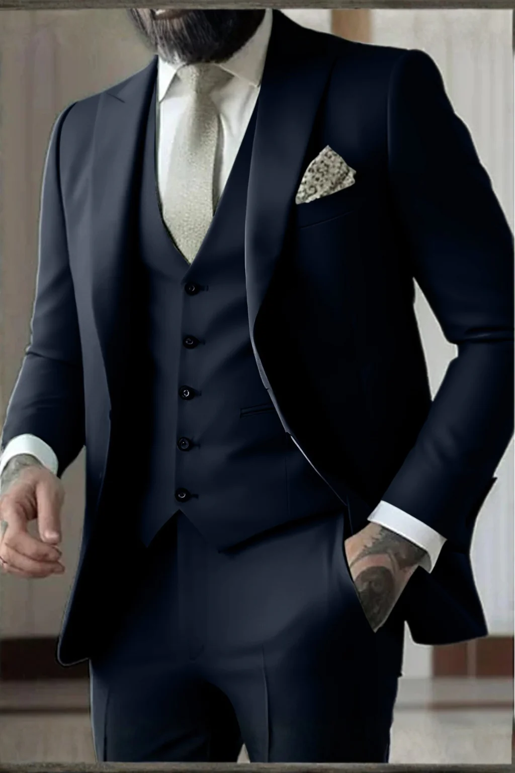 Rupert | Men Slim Fit Peak Lapel Three Piece Wedding Guest Suit - Image 10