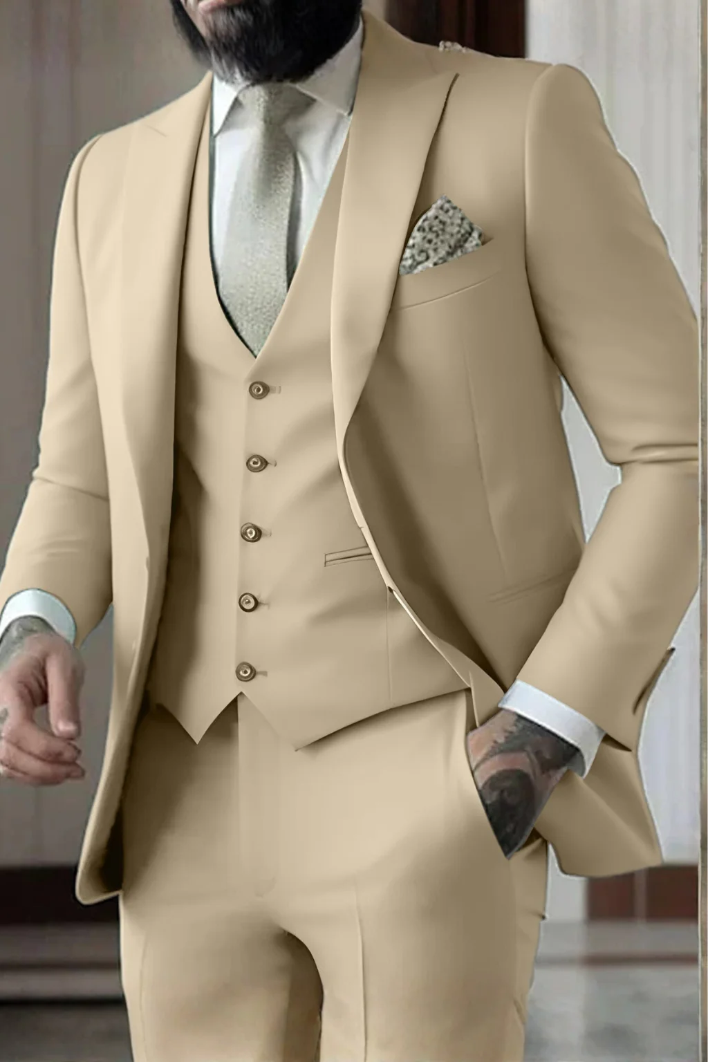 Rupert | Men Slim Fit Peak Lapel Three Piece Wedding Guest Suit - Image 12