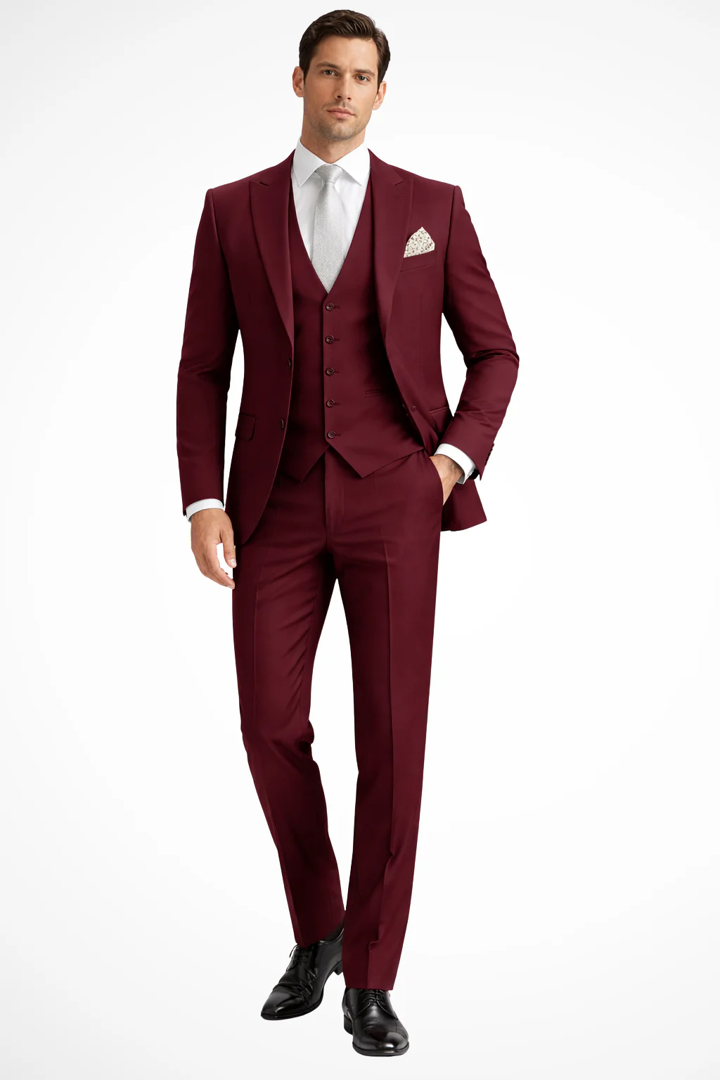 Rupert | Men Slim Fit Peak Lapel Three Piece Wedding Guest Suit - Image 13