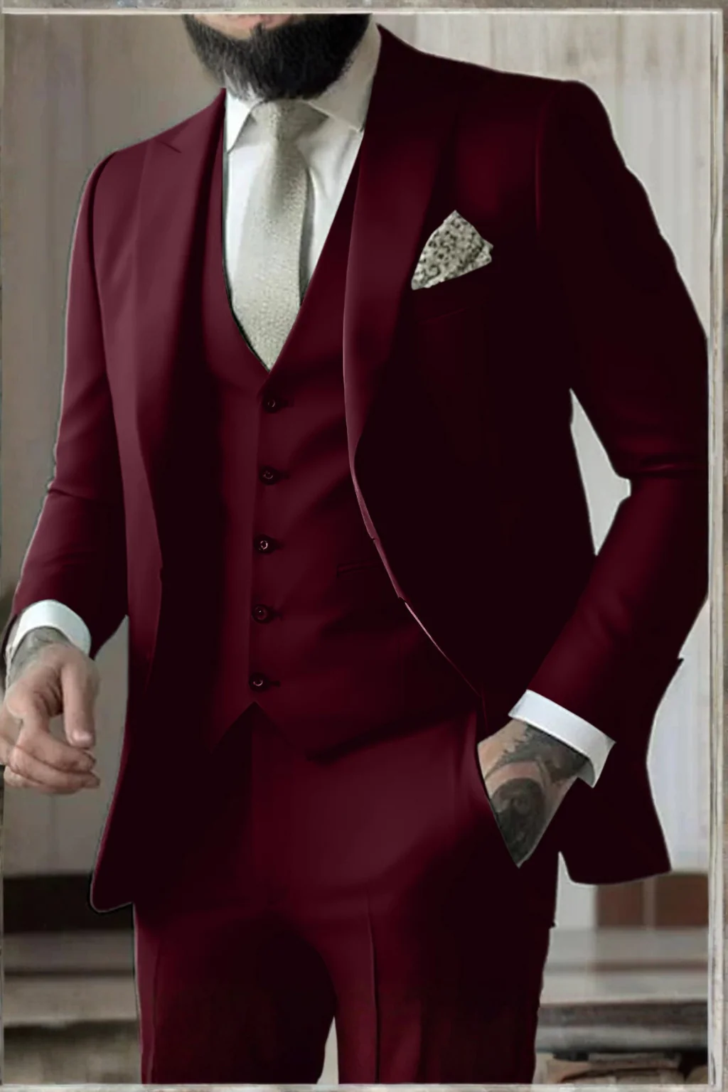 Rupert | Men Slim Fit Peak Lapel Three Piece Wedding Guest Suit - Image 14