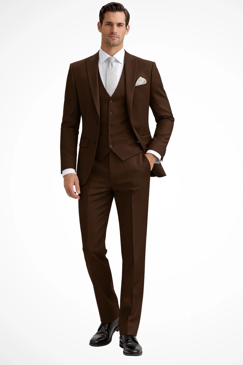 Rupert | Men Slim Fit Peak Lapel Three Piece Wedding Guest Suit - Image 3