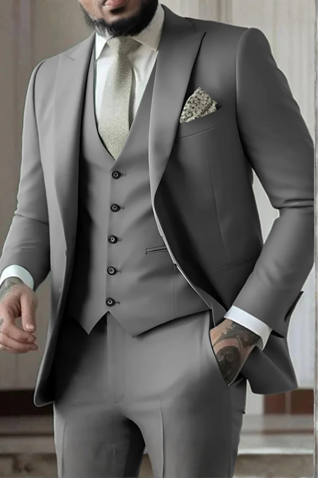 Rupert | Men Slim Fit Peak Lapel Three Piece Wedding Guest Suit - Image 8
