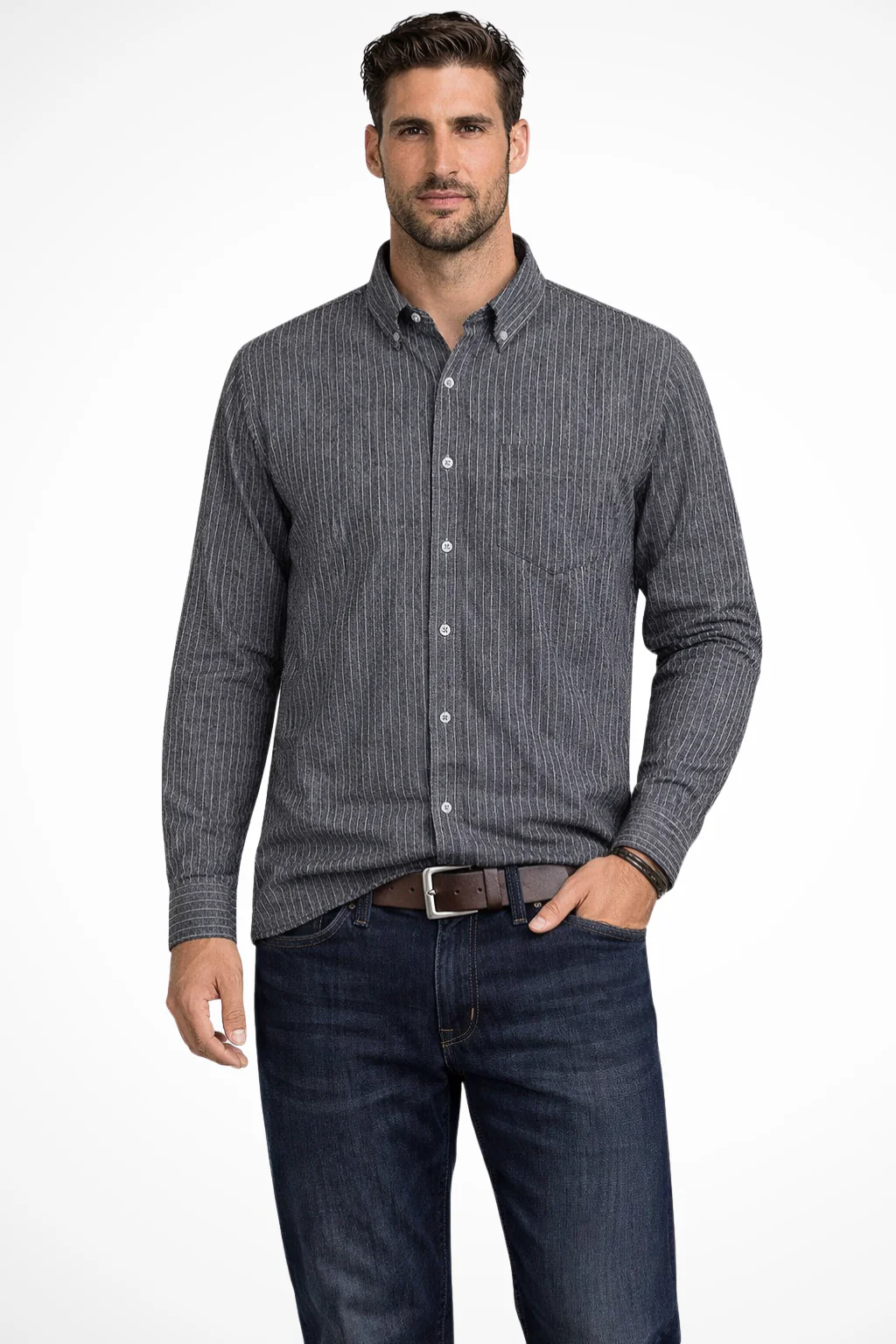 Rupert | Men Striped Long Sleeve Button Down Formal Shirt - Image 8
